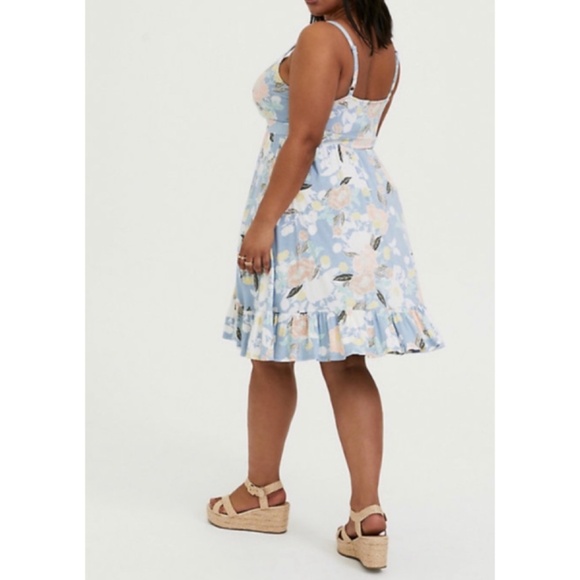 🆕 Torrid Blue Floral Skater Dress 3X 22 24 NWT - Picture 2 of 6